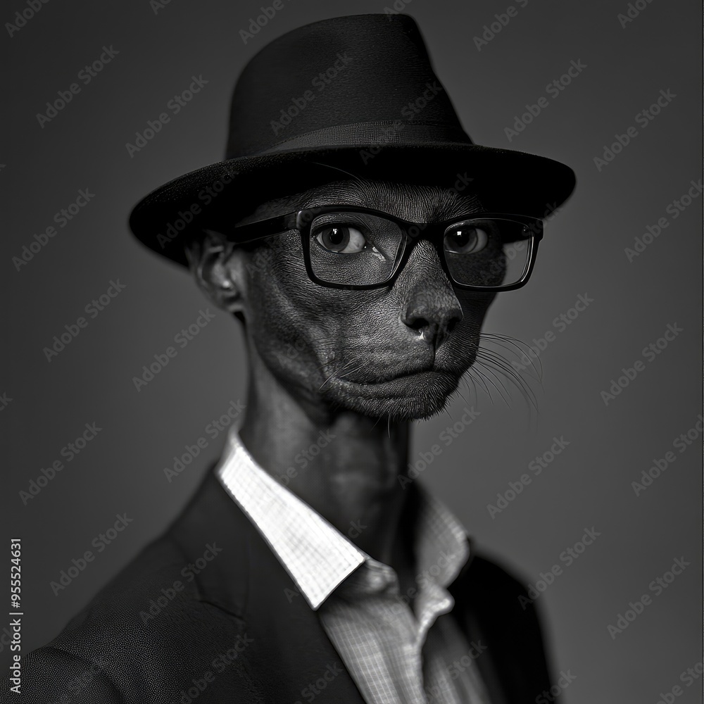 A stylish cat adorned with a whimsical hat and glasses poses confidently, surrounded by a playful ambiance that captures its charming personality A stylish cat adorned with a whimsical hat and glasses poses confidently, surrounded by a playful ambiance that captures its charming personality