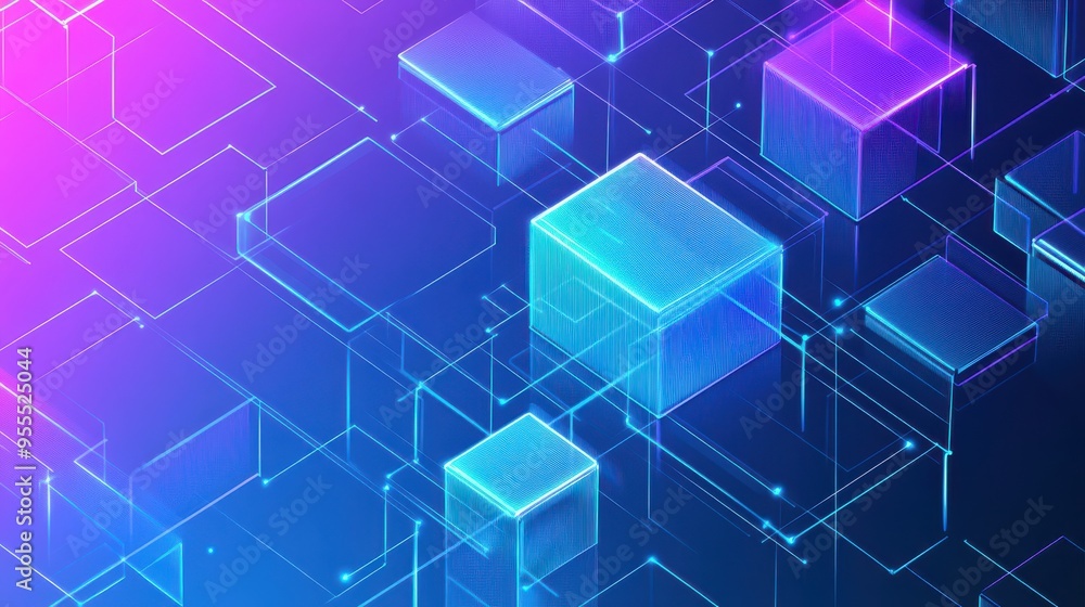 Fototapeta premium Technology Concept with Isometric Cube Pattern