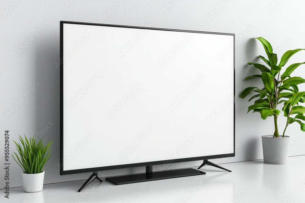 TV screen mockup on isolated background created with Generative AI TV screen mockup on isolated background created with Generative AI