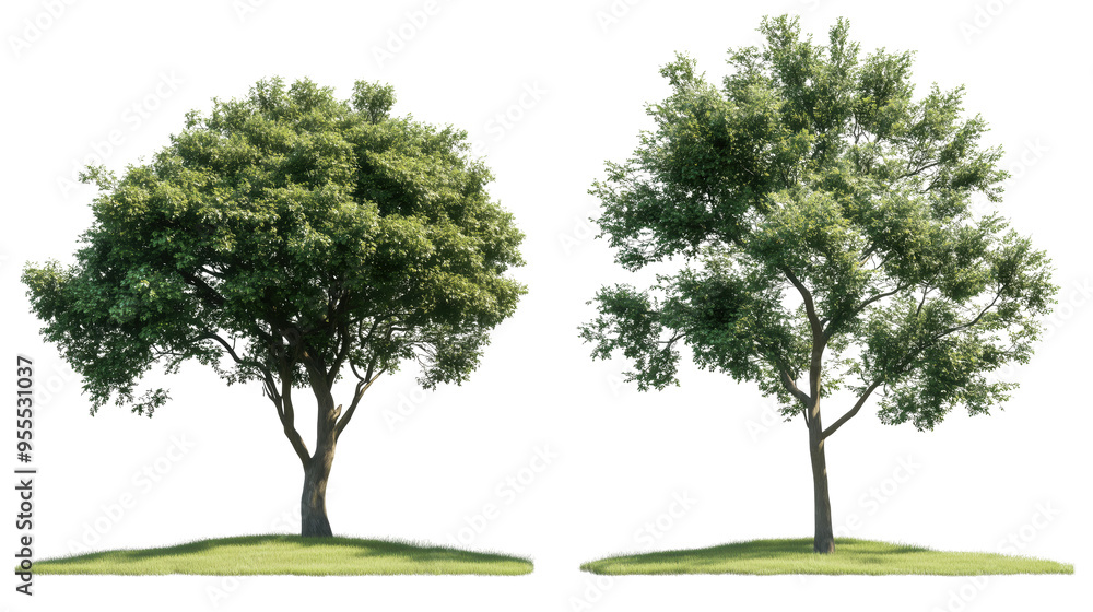 A Captivating Display of Two Lush Green Trees Standing Tall in Harmony with Nature's Beauty, Perfect for Any Natural Landscape Design A Captivating Display of Two Lush Green Trees Standing Tall in Harmony with Nature's Beauty, Perfect for Any Natural Landscape Design