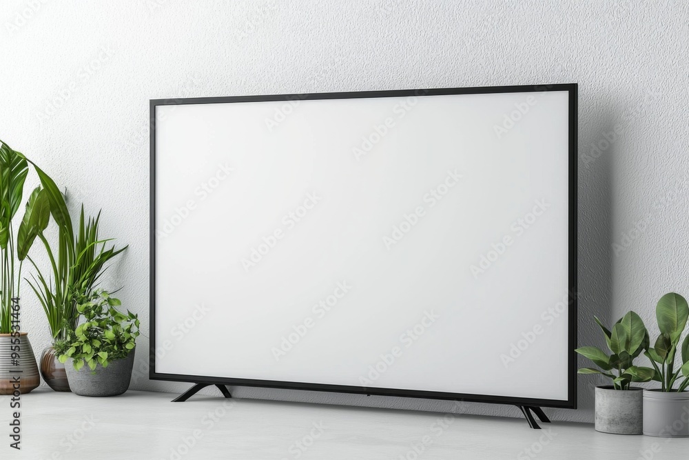 TV screen mockup on isolated background created with Generative AI TV screen mockup on isolated background created with Generative AI