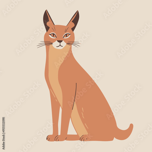 Stylized Illustration of a Sitting Cat
