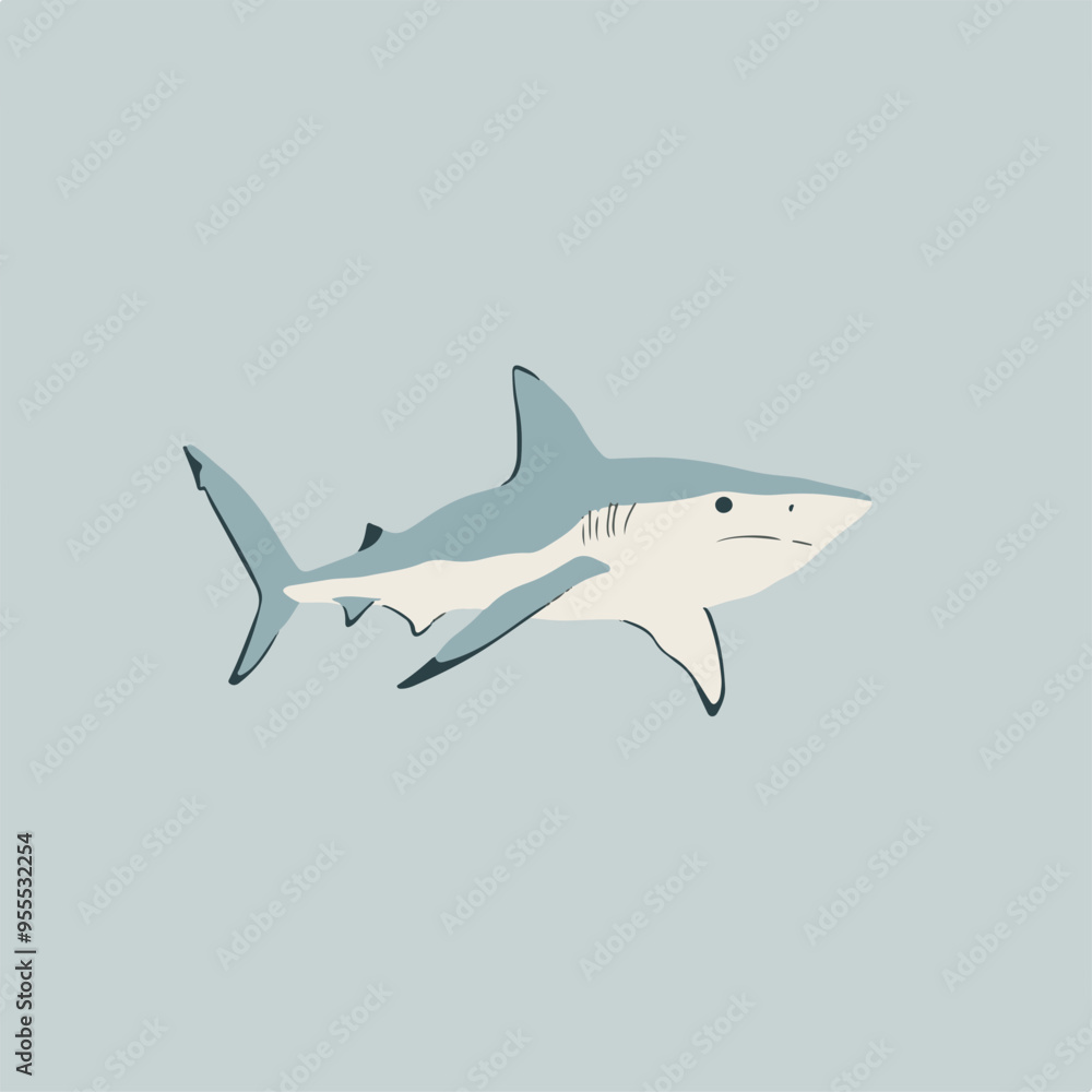 Stylized Shark Illustration in Calm Colors Stylized Shark Illustration in Calm Colors