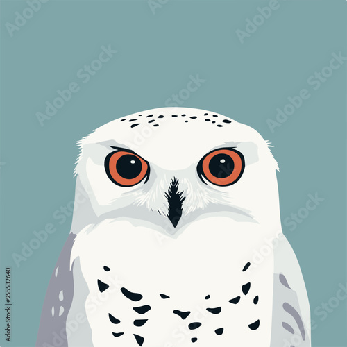 Illustration of a Snowy Owl with Striking Eyes