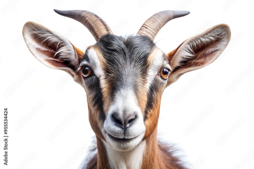Fototapeta premium Goat portrait isolated on a pure white background 