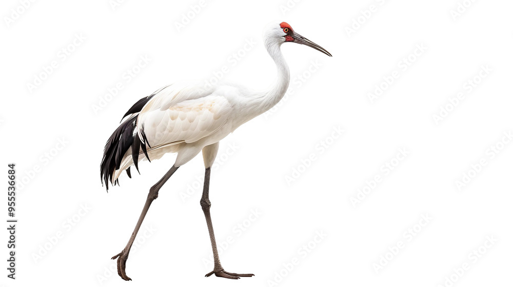 Siberian Crane Isolated Transparent Background Studio Focus Detailed Siberian Crane Isolated Transparent Background Studio Focus Detailed