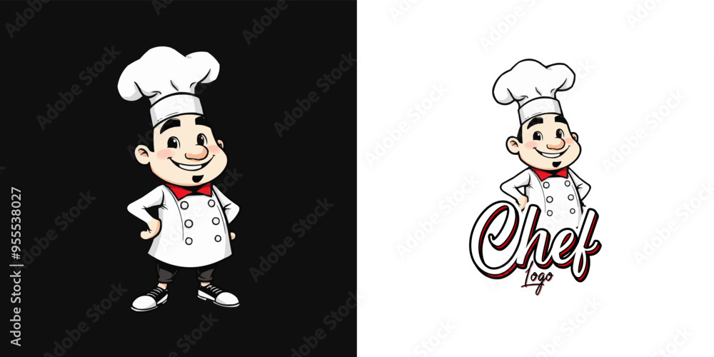chef mascot logo design. Chef Design vector Logo illustration, Restaurant logo. Cartoon smiling chef character chef mascot logo design. Chef Design vector Logo illustration, Restaurant logo. Cartoon smiling chef character