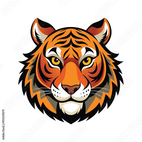 Tiger head color vector illustration design