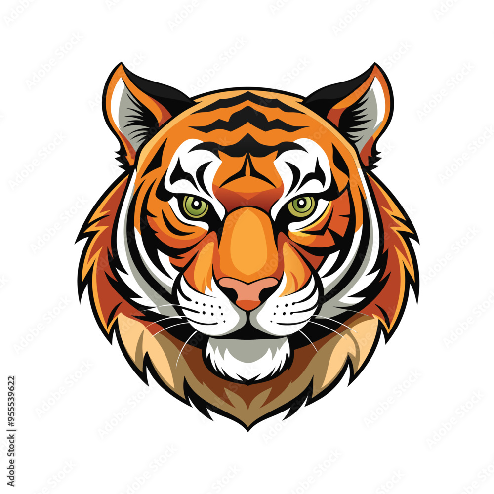 Fototapeta premium Tiger head color vector illustration design