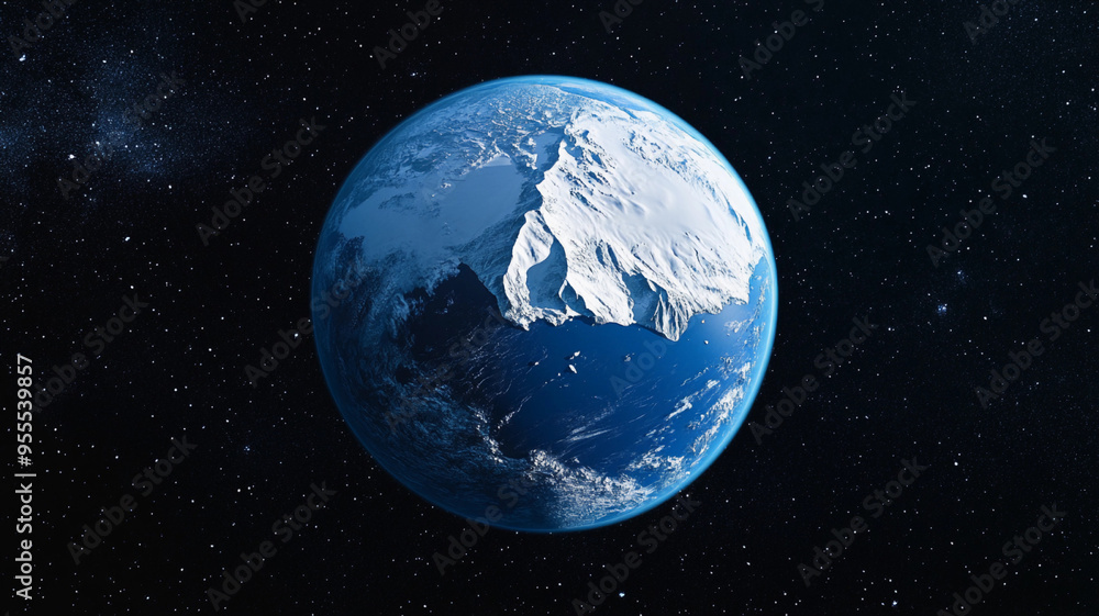 Obraz premium The Earth as seen from space with a focus on Antarctica arctic circle north pole