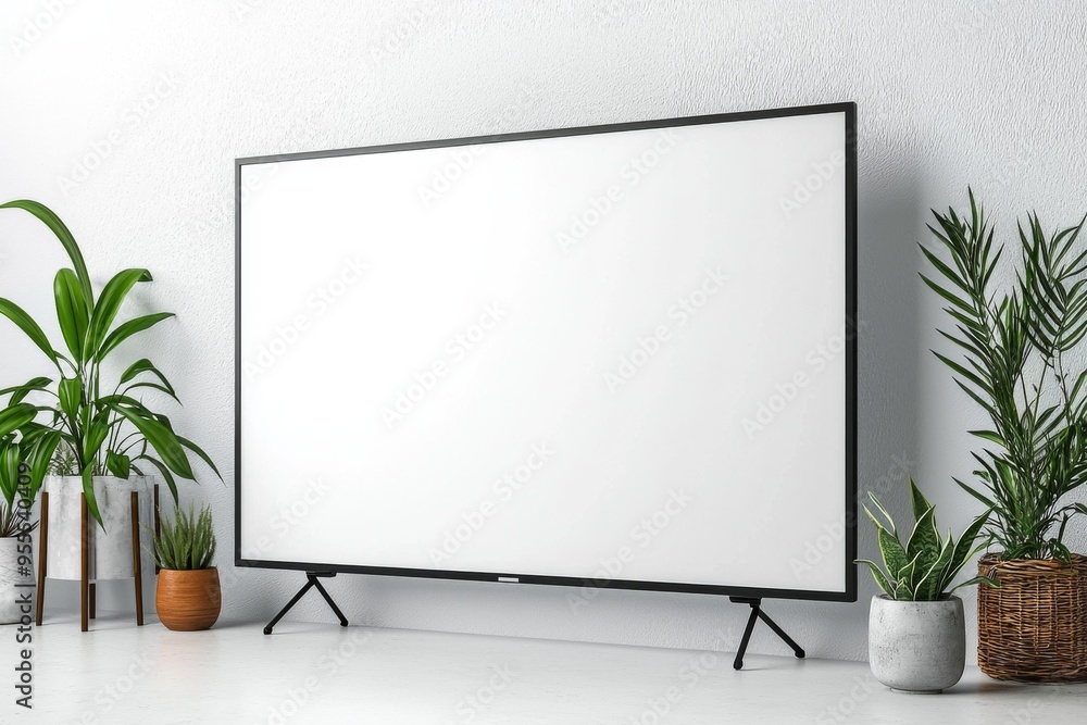 TV screen mockup on isolated background created with Generative AI TV screen mockup on isolated background created with Generative AI