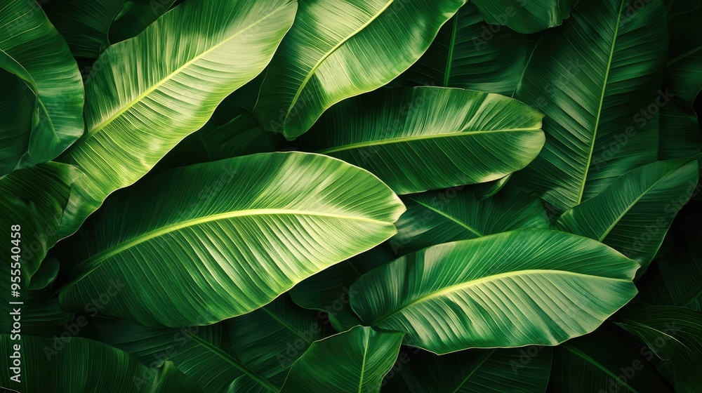 Fresh green background with tropical leaves, giving a lively and energetic vibe to your content Fresh green background with tropical leaves, giving a lively and energetic vibe to your content