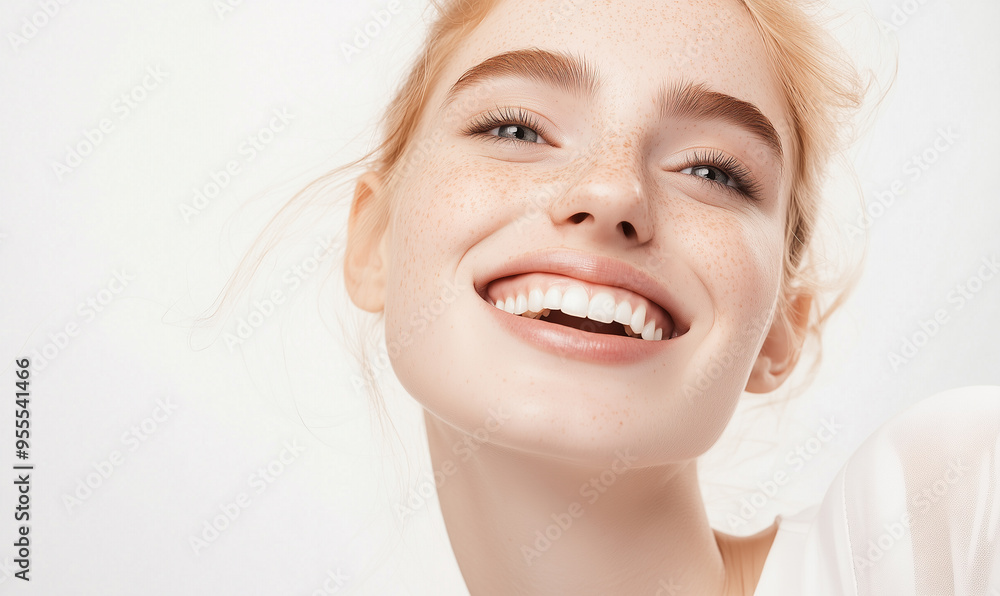 portrait of happy emotional smiling pretty young blond woman in white clothes blouse posing on white background, pretty cute candid beauty teeth smile, natural look portrait of happy emotional smiling pretty young blond woman in white clothes blouse posing on white background, pretty cute candid beauty teeth smile, natural look