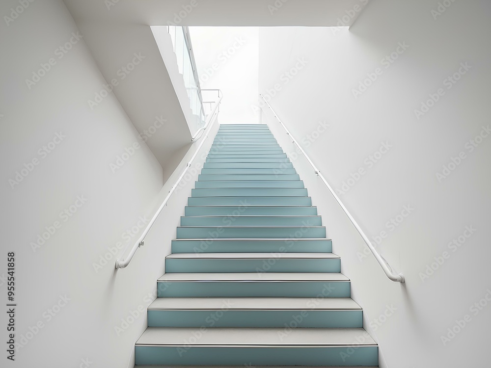 long white staircase with bright lighting and minimalist design, creating a sense of openness and architectural sophistication long white staircase with bright lighting and minimalist design, creating a sense of openness and architectural sophistication
