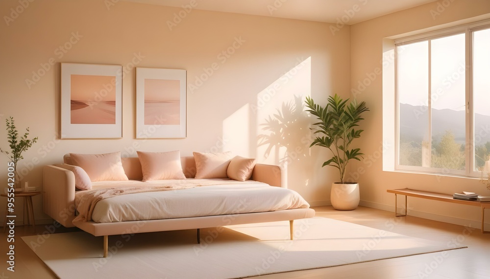 Fototapeta premium Photo interior modern design room 3d illustration