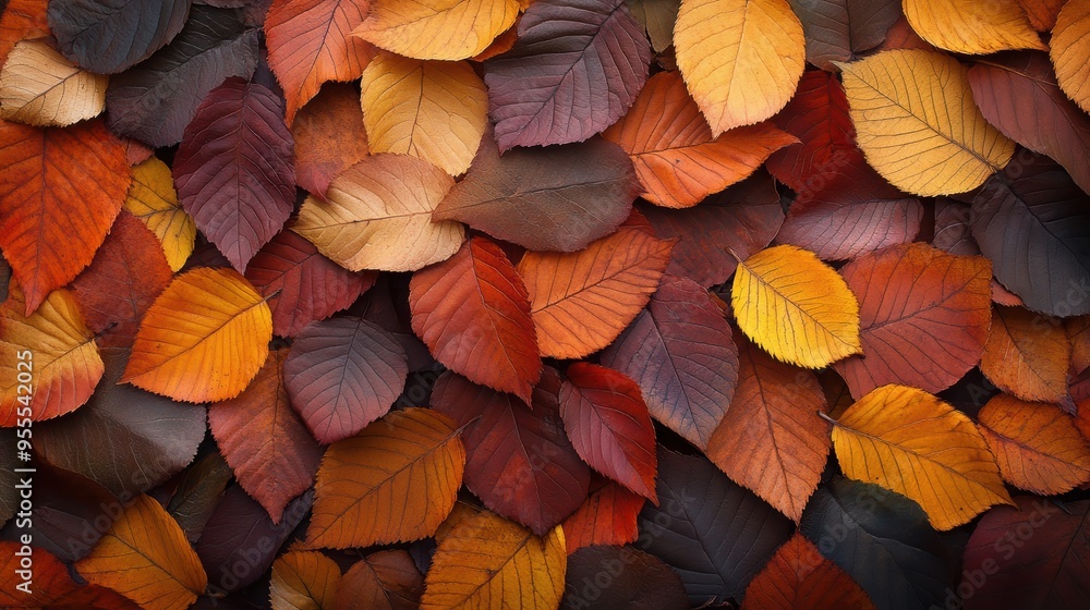 A vibrant arrangement of autumn leaves in shades of orange, red, and brown, creating a rich, textured background that captures the essence of fall. A vibrant arrangement of autumn leaves in shades of orange, red, and brown, creating a rich, textured background that captures the essence of fall.
