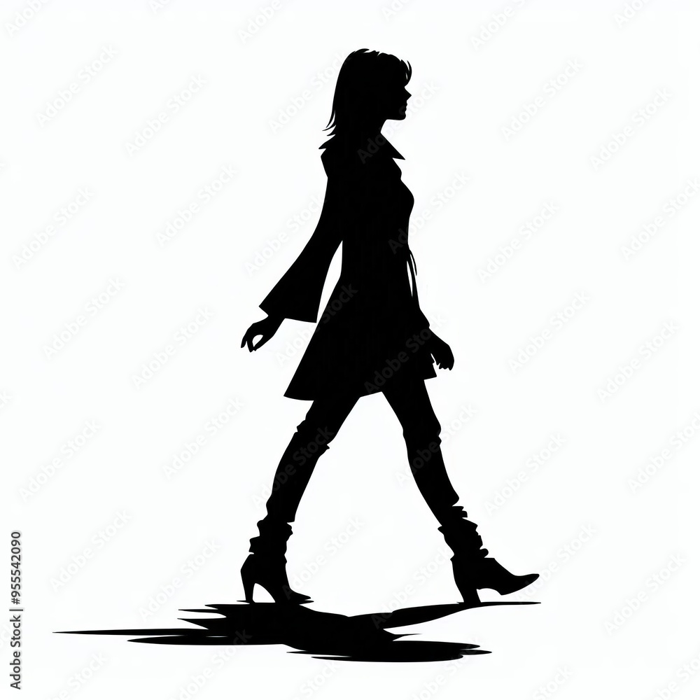 Silhouette of a Woman Walking: Fashionable and Minimalist Design Silhouette of a Woman Walking: Fashionable and Minimalist Design