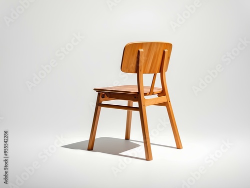 Wallpaper Mural classic wooden chair with simple design and smooth finish, standing alone on a white background, emphasizing its timeless craftsmanship Torontodigital.ca