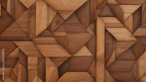 Abstract geometric wooden texture wall background, decorative wood shapes design