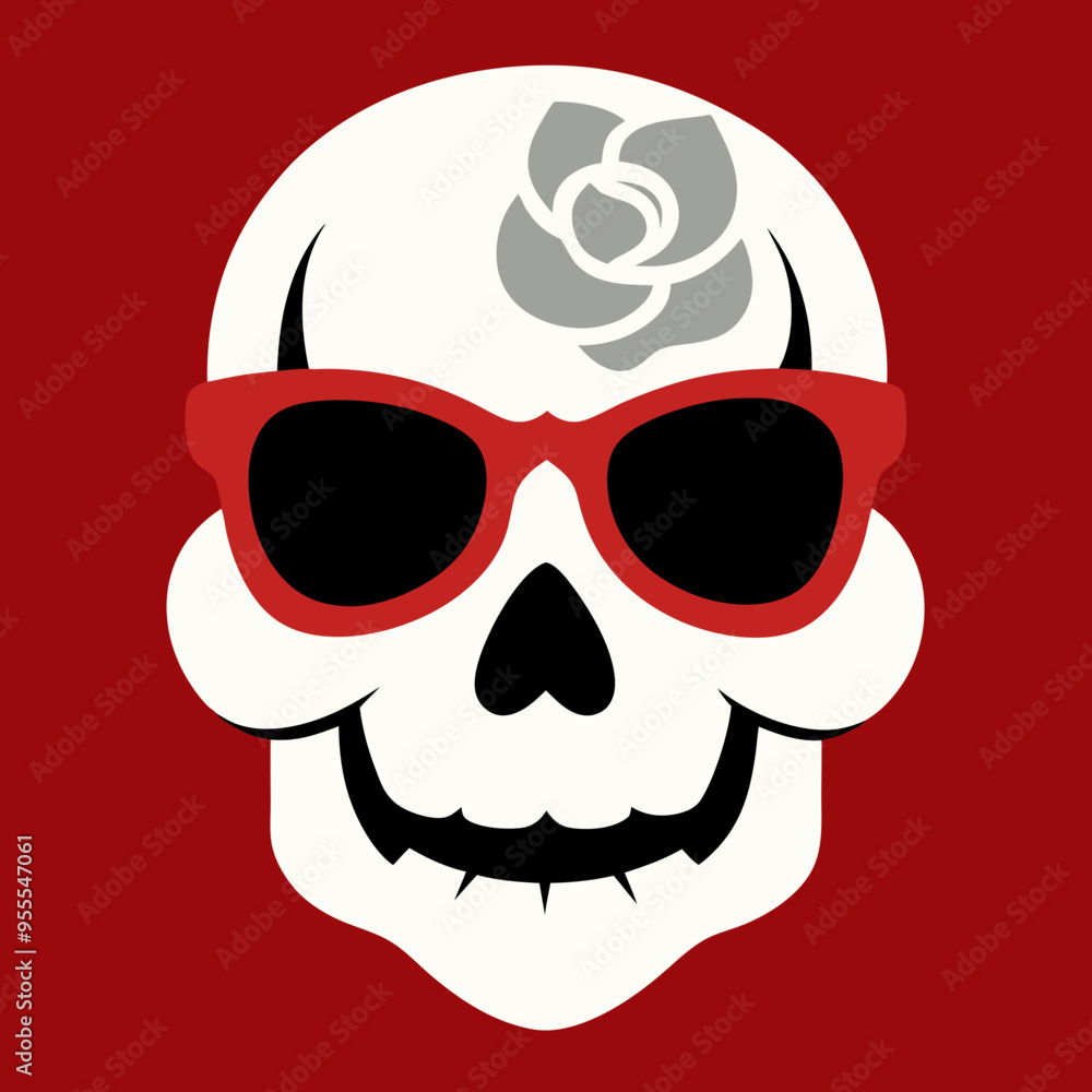 Skull, Sunglasses, and Rose Vector Art Skull, Sunglasses, and Rose Vector Art