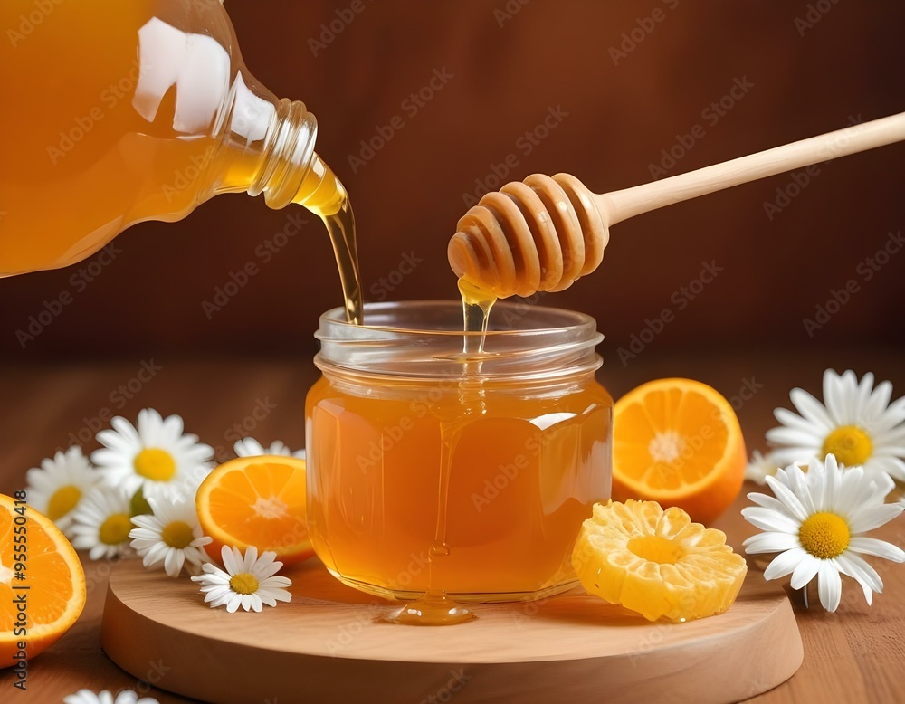 Honey, bees, beehive, honey bottle and jar Honey, bees, beehive, honey bottle and jar