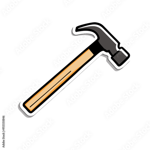 Sticker design with claw hammer on a isolated white background (15)