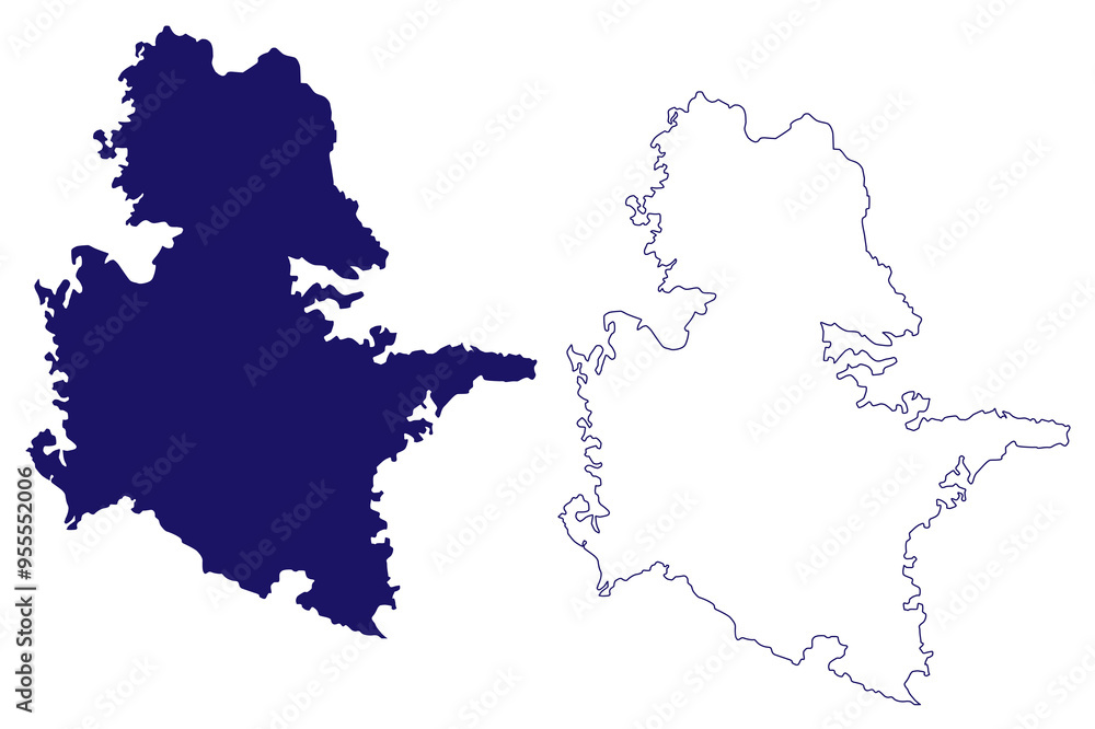 Fototapeta premium Popa island (Republic of Panama, Bocas del Toro Archipelago, Cenrtal America, Caribbean islands) map vector illustration, scribble sketch Popa map