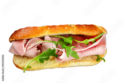 sandwich ham spam meat fresh meal food snack on the table copy space food background rustic top view photo