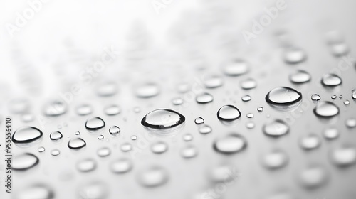 Water Drops, Rain, Dew on White Background, Abstract Image, Texture, Pattern, Wallpaper, Cover and Screen of Smartphone, PC, Laptop, 9:16 and 16:9 Format