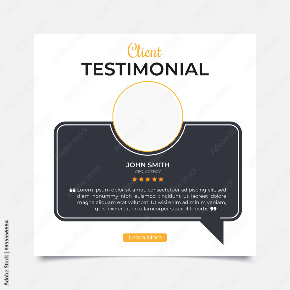 Client feedback or customer testimonial social media post design template. Client feedback or customer testimonial social media post design template.