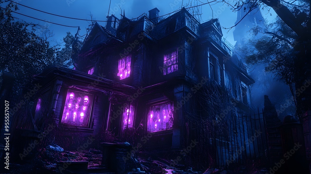 The Crumbling Haunted House Stands as a Spooky Neon Soaked Testimony to Technological Decay The Crumbling Haunted House Stands as a Spooky Neon Soaked Testimony to Technological Decay