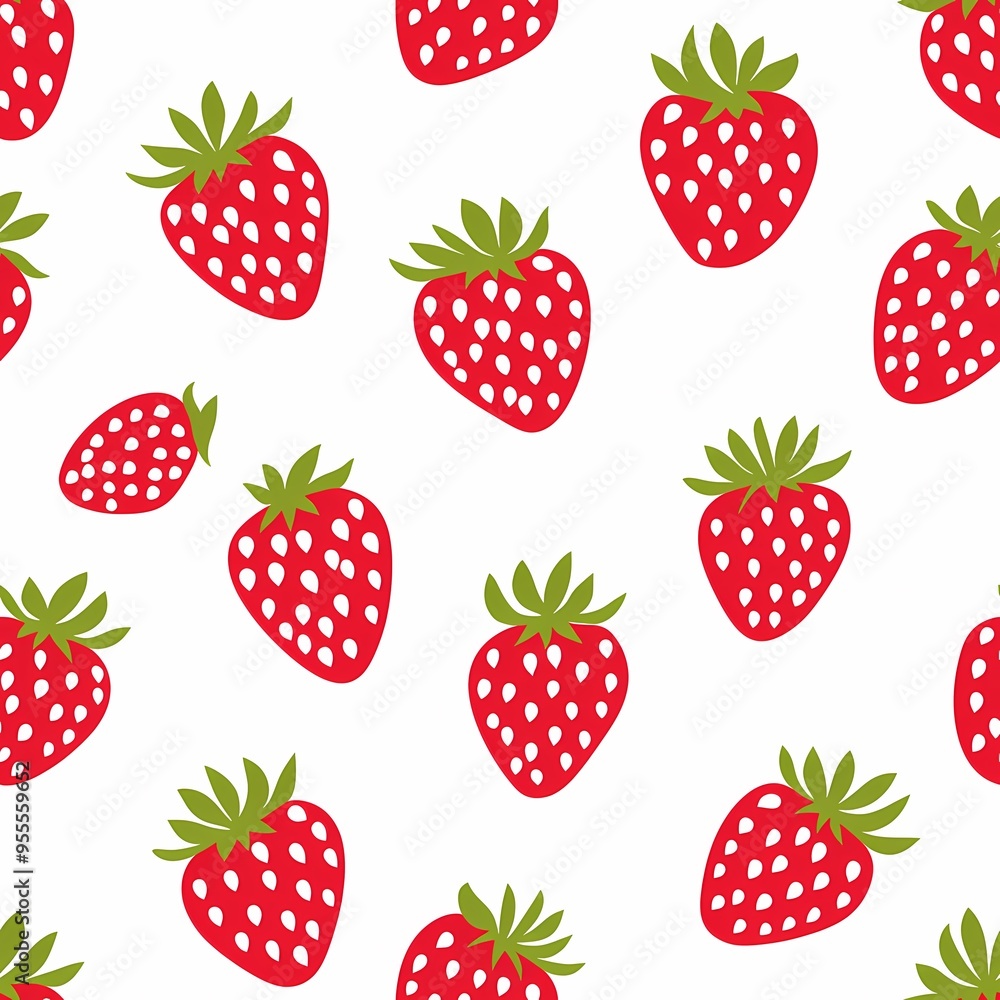 A vibrant pattern of fresh strawberries on a white background. A vibrant pattern of fresh strawberries on a white background.
