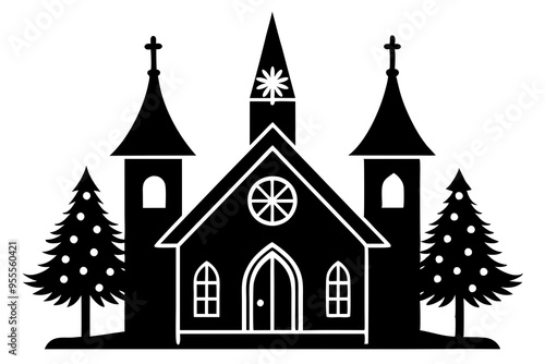 Christmas  church vector