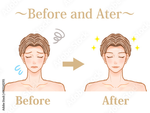 メンズエステで綺麗になったイケメン大人男性のビフォーアフターのイラスト素材2