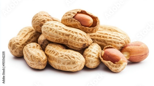 Wallpaper Mural peanuts isolated on the white background.Peanut contains many vitamins and minerals, such as biotin, copper, folate, manganese, thiamine, phosphorus, magnesium, and vitamin E.., Torontodigital.ca