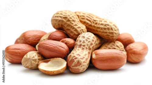 Wallpaper Mural peanuts isolated on the white background.Peanut contains many vitamins and minerals, such as biotin, copper, folate, manganese, thiamine, phosphorus, magnesium, and vitamin E.., Torontodigital.ca