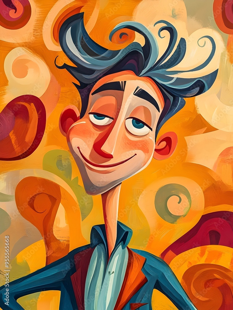 Whimsical Cartoon Like Character in Playful Pose Vibrant Colors and Fluid Linework Nostalgic 1950s Whimsical Cartoon Like Character in Playful Pose Vibrant Colors and Fluid Linework Nostalgic 1950s