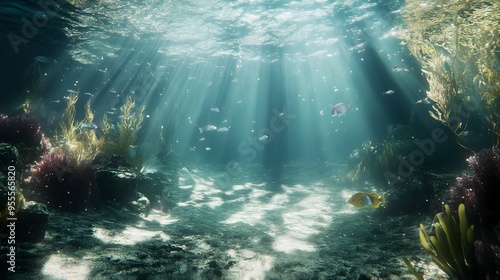 Captivating Underwater Realm Cinematic of a Mysterious Coral Reef photo