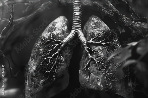 Diseased or cancerous tissue affecting the lungs photo