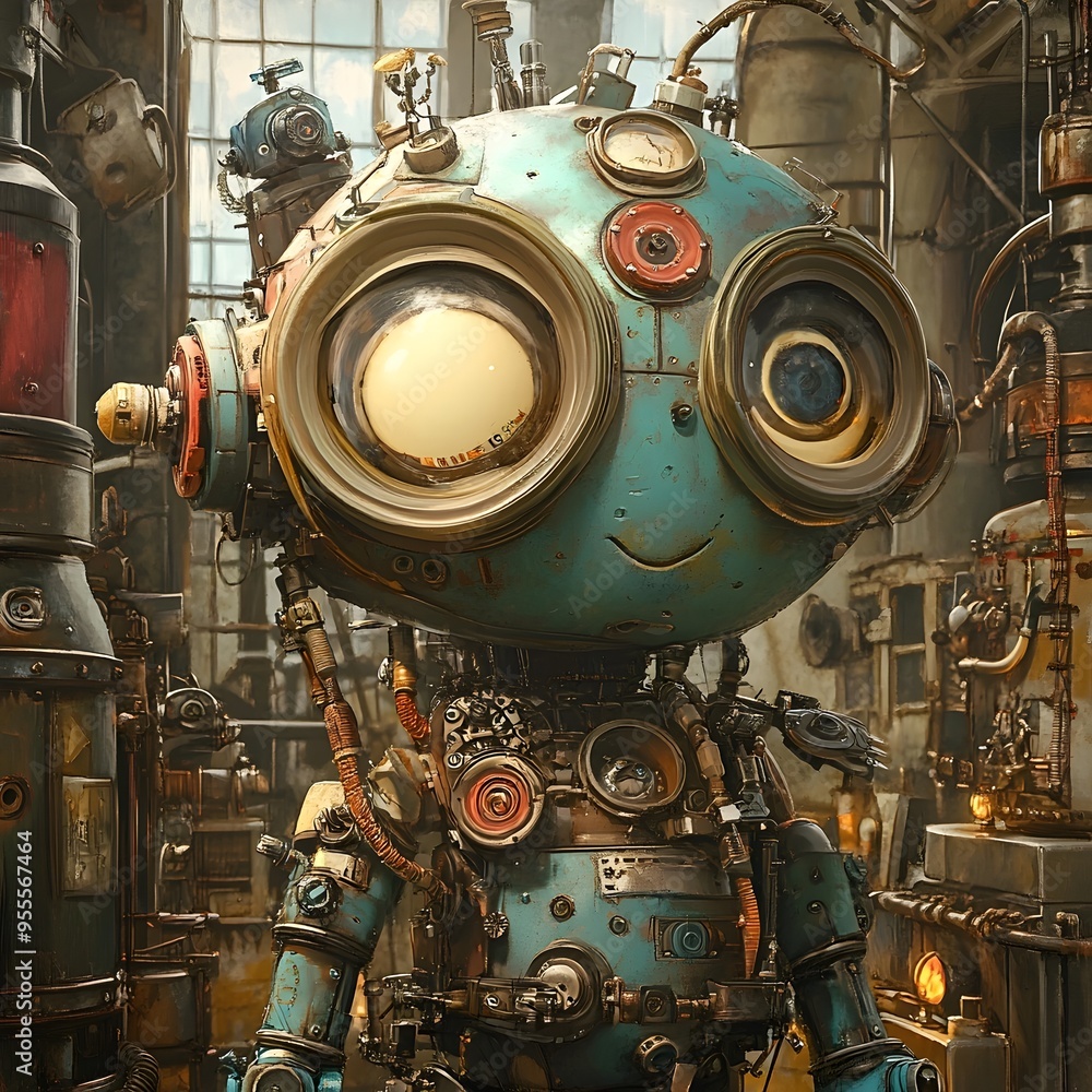 Fototapeta premium Curious Tinkerer s Whimsical Mechanical with Intricate Fanciful Steampunk Inspired Details