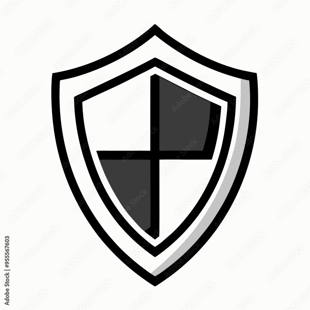 Vector Art Shield Icon on White Background Vector Art Shield Icon on White Background