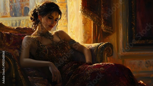 Regal Character D Adorned in Ornate Gown Exuding Nobility in Renaissance Inspired Oil Painting