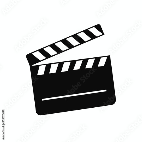 a Film clapperboard, vector silhouette clipart, isolated on white background