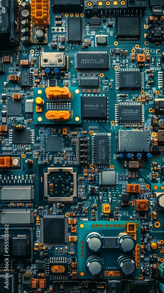 Close-up of electronic circuit board with components Close-up of electronic circuit board with components