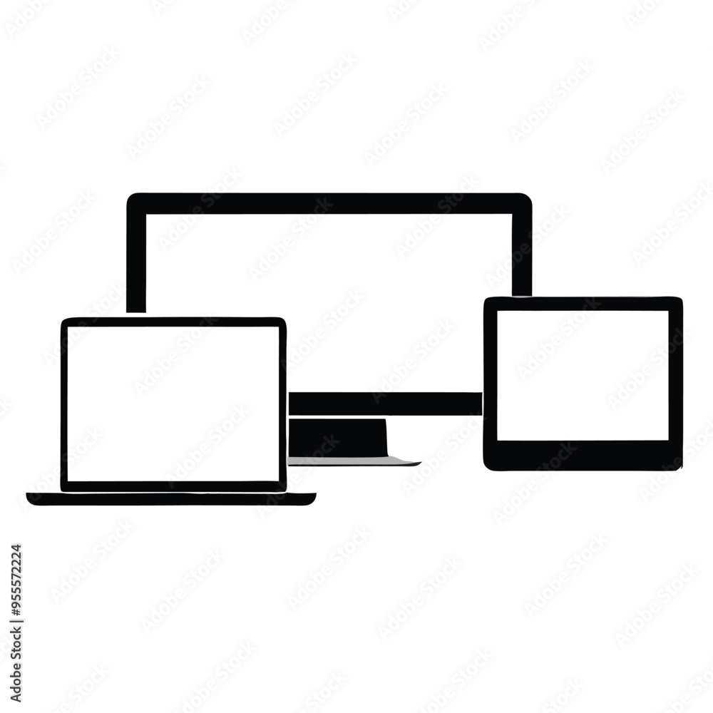 devices computer, laptop, vector silhouette clipart, isolated on white background devices computer, laptop, vector silhouette clipart, isolated on white background