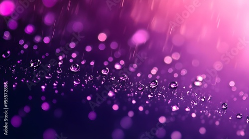 Water Drops, Rain, Dew on Purple Background, Abstract Image, Texture, Pattern, Wallpaper, Cover and Screen of Smartphone, PC, Laptop, 9:16 and 16:9 Format