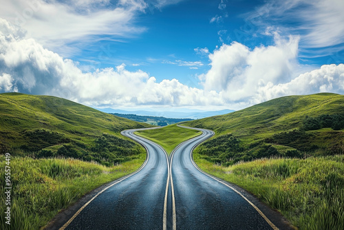 The road is divided into two trails