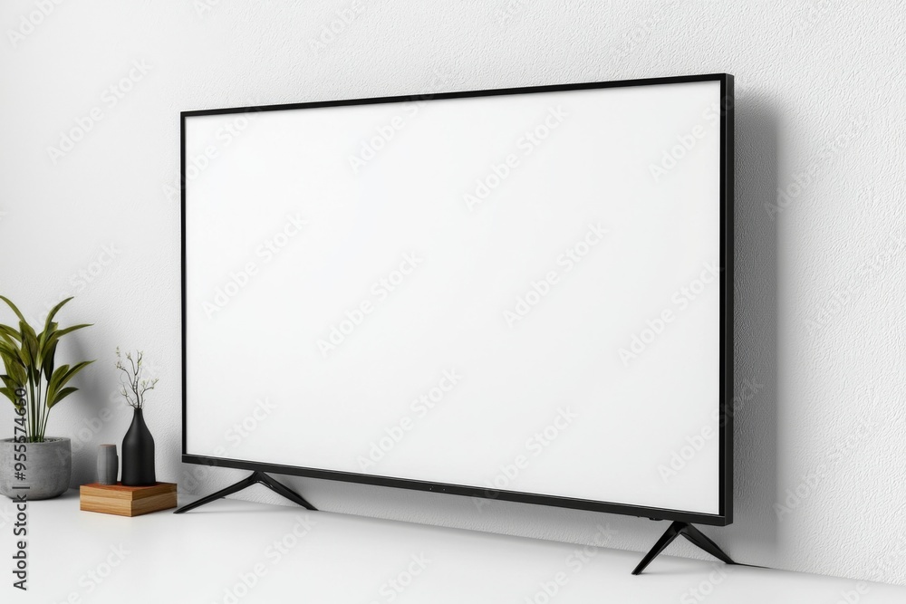 Fototapeta premium TV screen mockup on isolated background created with Generative AI