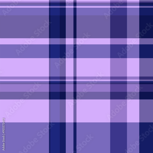 Sheet tartan texture vector, festive textile background seamless. 1940s check fabric pattern plaid in indigo and violet colors.