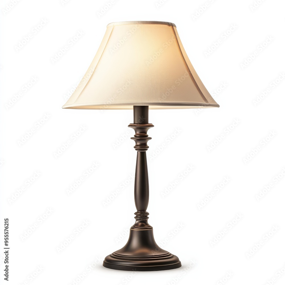 A classic table lamp with a soft shade isolated on a white background perfect for home decor and lighting elegance A classic table lamp with a soft shade isolated on a white background perfect for home decor and lighting elegance